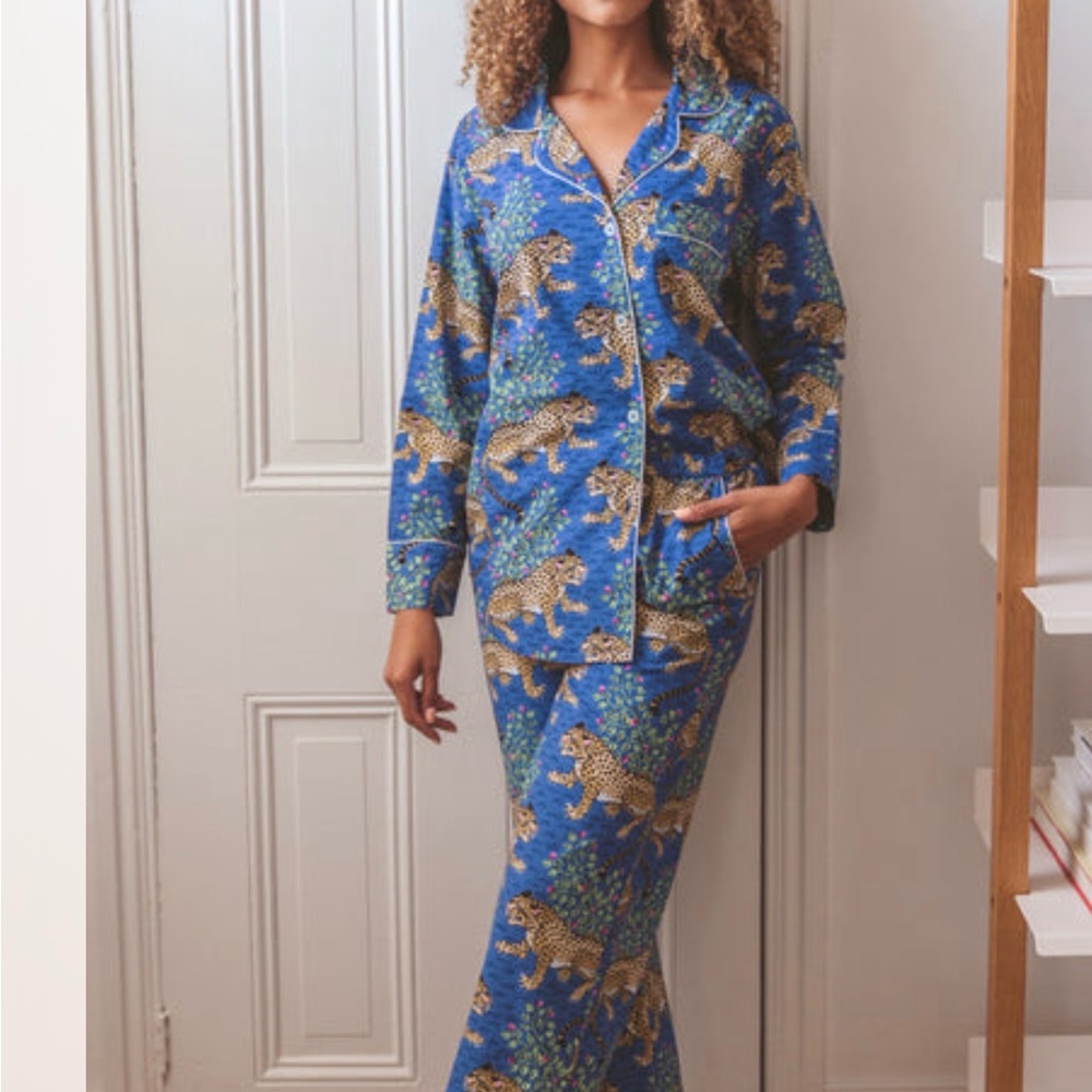 PRINTFRESH Blue Sapphire Leopard Print Pajama Set size S